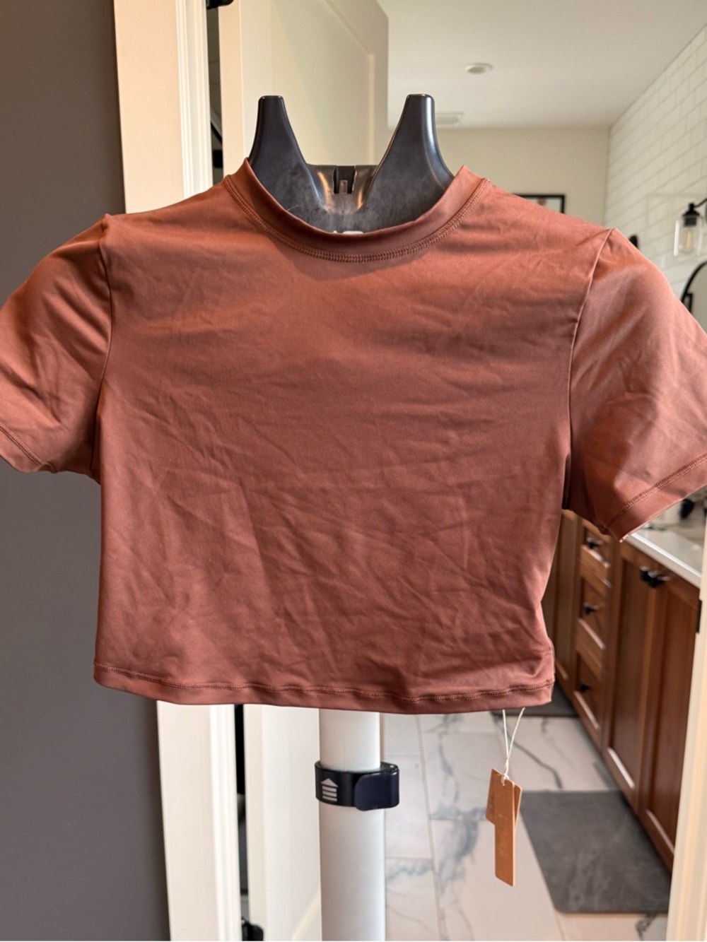 Skims Cropped Short Sleeve Tee in Rust